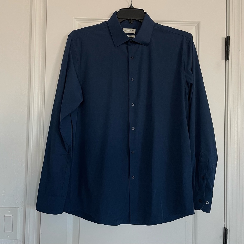 Lucky Brand Deep Blue Button Up Dress Shirt
